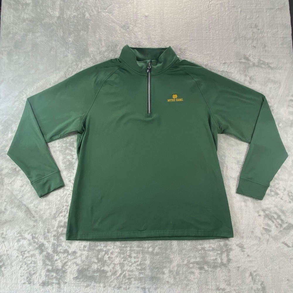 Notre Dame Fighting Irish Pullover Cutter & Buck Quarter Zip Mens XL Green Good